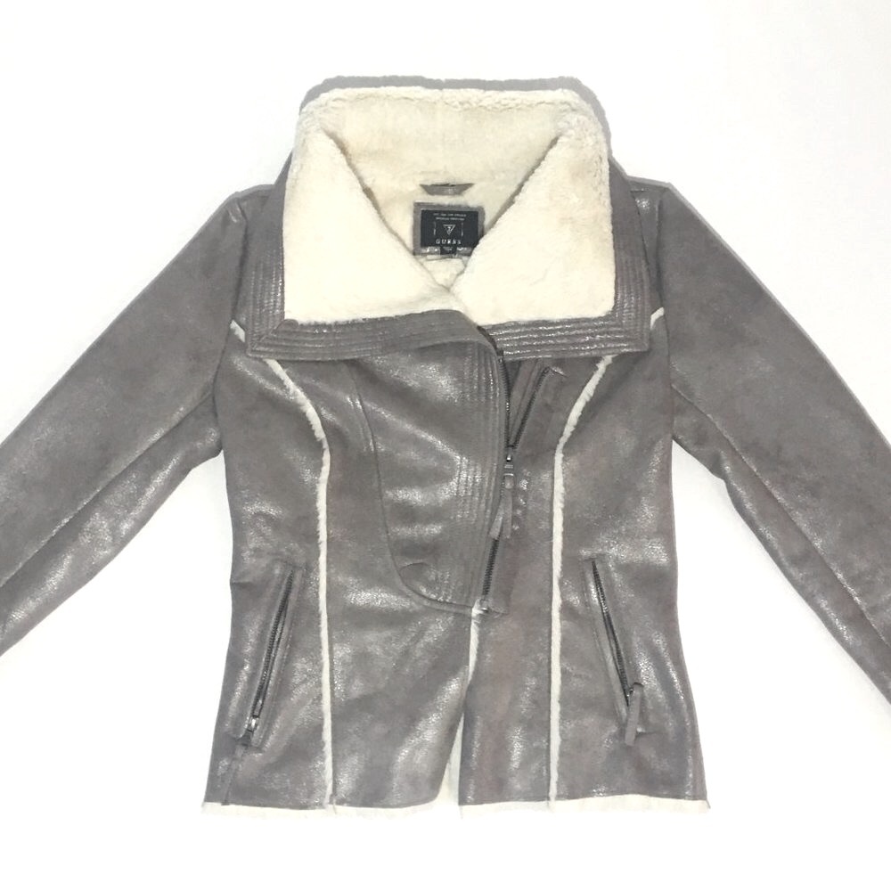 Women's grey silver Guess coat size small